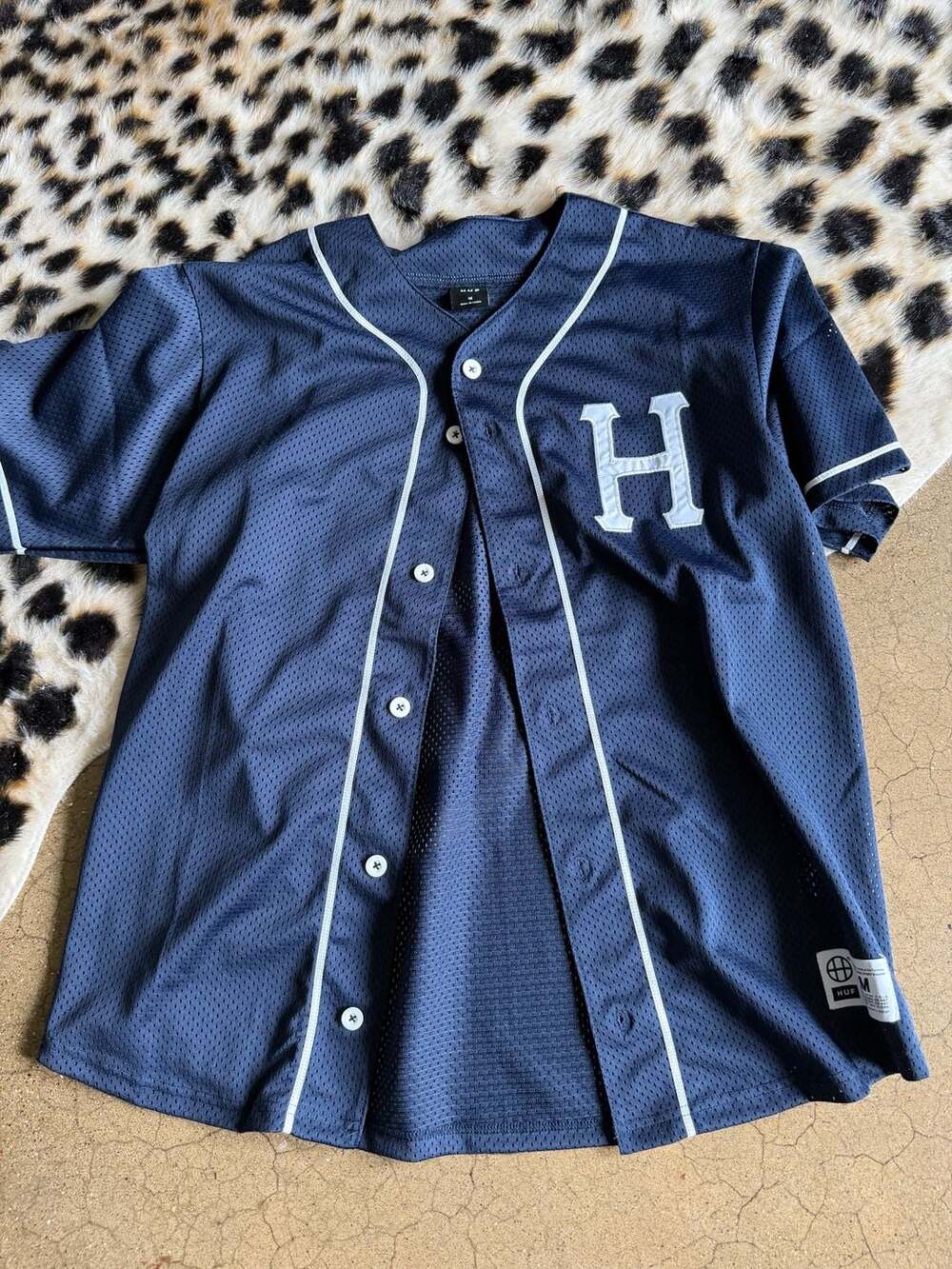 HUF Harlem Navy Mesh Baseball Jersey